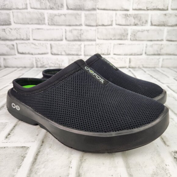 OOFOS OOcoozie Sport Mule Men Size 11 Black Slides Comfort Recovery Mesh Shoes - Picture 1 of 10